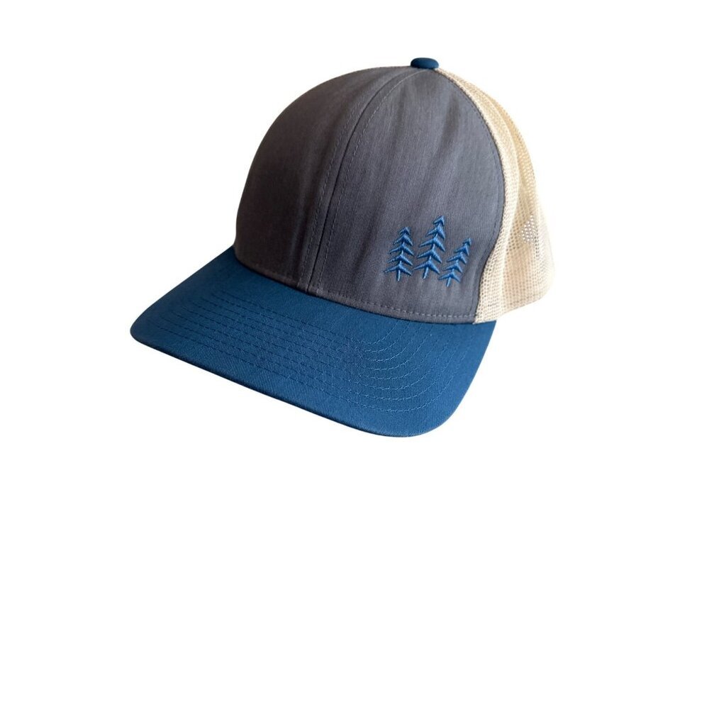 Pacific Headwear Pine Tree Graphic Outdoor Camping‎ Novelty Mesh Back Cap blue